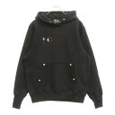 THUG CLUB(サグクラブ) サイズ:1 ARMOR HOODIE フロントロゴデザイン プルオーバースウェットパーカー ブラック TC23TS0702【中...