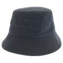 GUCCI(グッチ) サイズ:XL Embossed Bucket Hat ロゴバケットハット ブラック 帽子 780430 3HAZQ【中古】【程度A】【カラ...