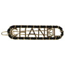 CHANEL(シャネル) ロゴ バレッタ ヘアピン ブラック×ゴールド GP×レザー B20C アクセサリー【中古】【程度A】【カラーブラック】【取扱店舗BRING福岡天神店】