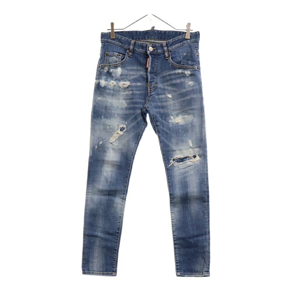 DSQUARED2(ディースクエアード) サイズ:44 クラッシュ加工デニムパンツ ロゴ革パッチ 4
