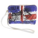 BURBERRY(バーバリー) Doodle Print Pouch ドゥードル マルチカラーグラフィティーペイントポーチ クラッチバッグ ブルー/ホワイト【中古】【程度B】【カラーブルー】【オンライン限定商品】