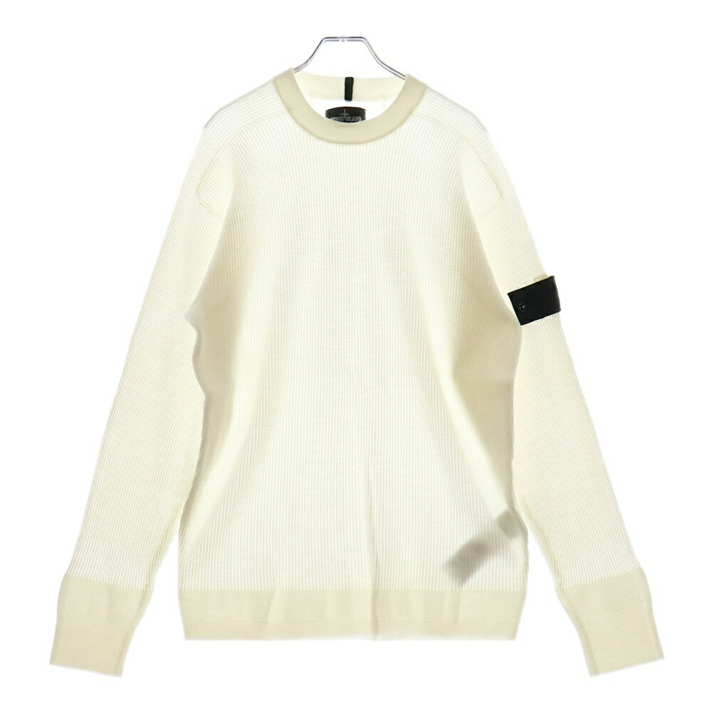STONE ISLAND(ストーンアイランド) サイズ:XL 21AW SHADOW PROJECT WAPPEN KNIT シェドープロジェクト ロゴワッペン ワッフルニットセーター ホワイト 7519505A1【中古】【程度A】【カラーホワイト】【取扱店舗渋谷】
