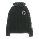 CHROME HEARTS(クロムハーツ) サイズ:L SWTSHRT PLVR アームフローラル バックホースシュープリントプルオーバーパーカー ブラック【中古】【程度B】【カラーブラック】【取扱店舗原宿】