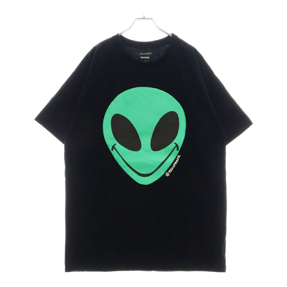 READY MADE(レディメイド) サイズ:L ×PSYCHWORLD サイコワールド エイリアンプリント 半袖カットソー Tシャツ ブラック