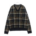 CHROME HEARTS(クロムハーツ) サイズ:L BIG CITY V NECK チェック柄カシミヤブレンドVネックニットセーター グリーン/ブラック【新...