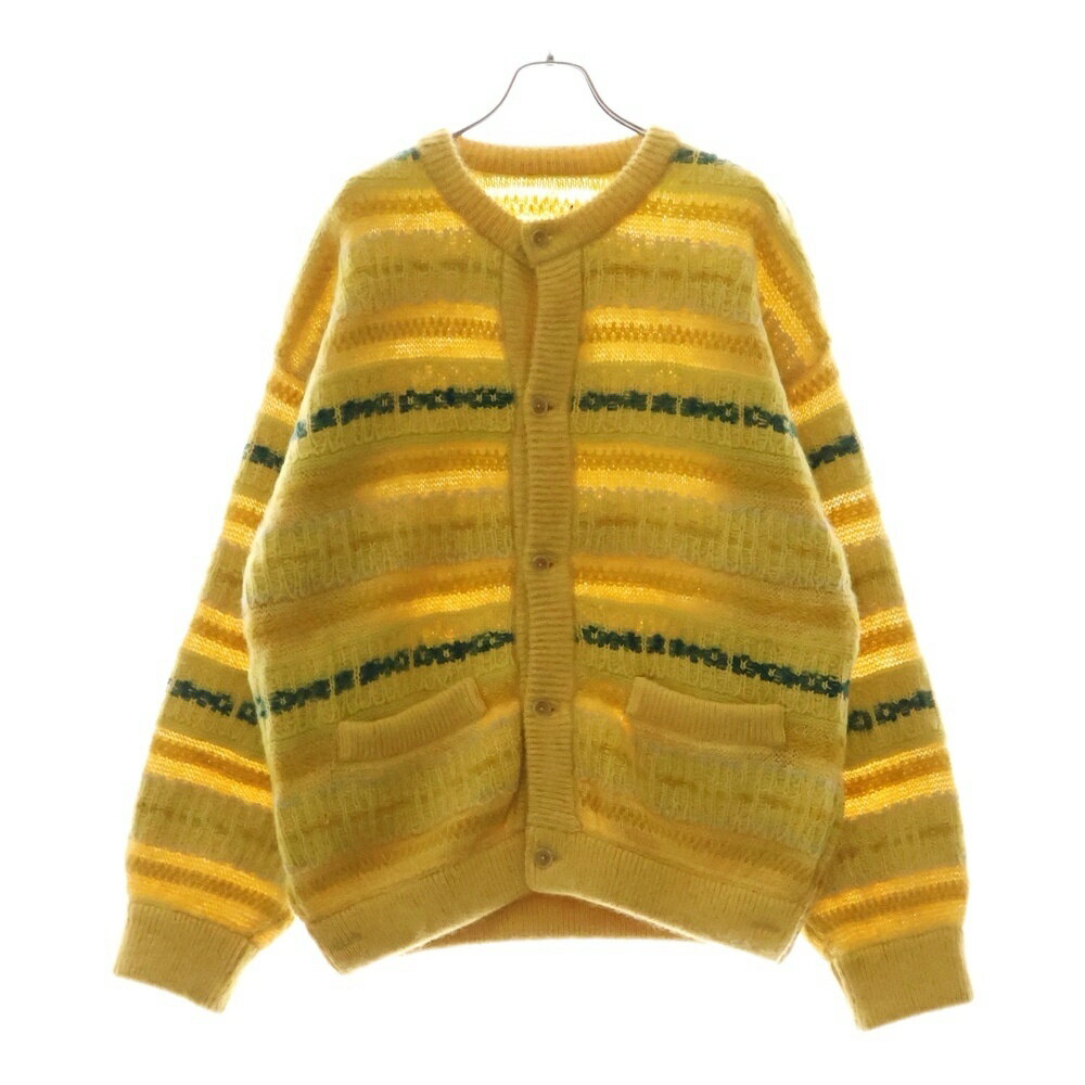 Stein(シュタイン) サイズ:M 22AW Silk Mohair Fair Isle Knit Cardigan シルク モヘアファー アイルニット カーディガン イエロー ST.453【新古品/中古】【程度S】【カラーイエロー】【オンライン限定商品】