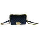 CHANEL(シャネル) Boy Chanel ボーイシャネル 20 マトラッセ ラムスキン ゴールド金具 チェーンショルダーバッグ 24番台 ネイビー【中古】【程度B】【カラーブラック】【取扱店舗新宿】