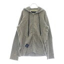 CHROME HEARTS(クロムハーツ) サイズ:M OLD SWTSHRT HD ZIP FLORAL LTHR オールド 袖フローラルクロスレザーパッチジ...