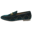 GUCCI(グッチ) サイズ:9 ヨルダーン GG ホースビット ベルベット ローファー ネイビー 430088【新古品/中古】【程度S】【カラーネイビー】【オ...