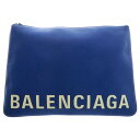 BALENCIAGA(バレンシアガ) LOGO CLUTCH BAG ロゴクラッチバッグ レザー ブルー 579550【中古】【程度B】【カラーブルー】【オンライン限定商品】