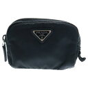 PRADA(プラダ) Re-nylon ポーチ 黒 ナイロン コスメポーチ トライアングルロゴ 1NA021【中古】【程度B】【カラーブラック】【取扱店舗BRI...