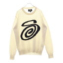 STUSSY(ステューシー) サイズ:S Curlys Sweater カーリーズ ロゴ クルーネック ニット セーター ベージュ 117073【中古】【程度B】【カラーベージュ】【オンライン限定商品】