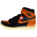 NIKE(ナイキ) サイズ:31.0cm Air Jordan 1 High hattered Backboard 3.0 555088 028 エアジョーダン1 ハイ シャッタード バックボード3.0 ハイカットスニーカー ブラック/オレンジ US13/31cm【新古品/中古】【程度S】【カラーブラック】【取扱店舗BRING KICKS】