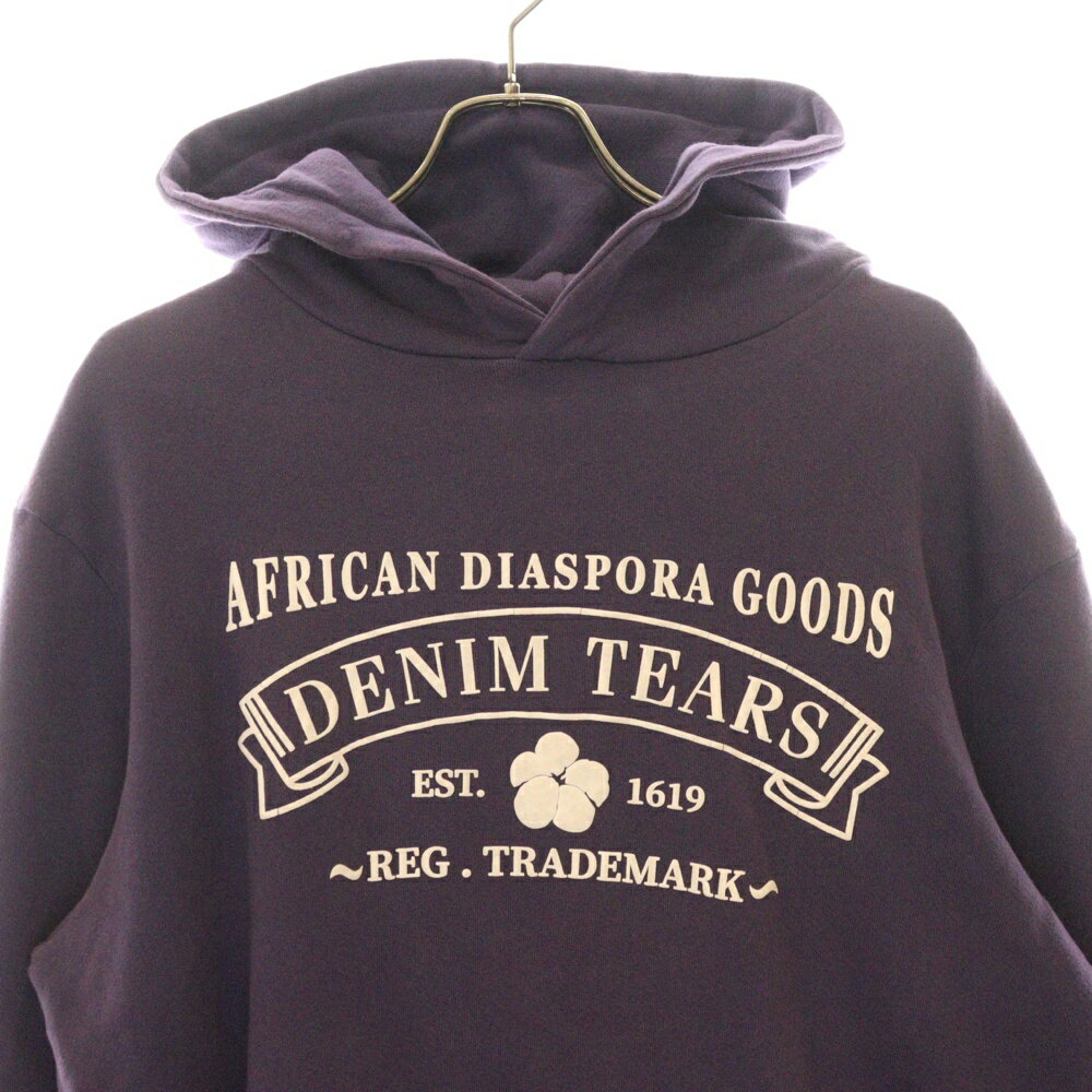 DENIM TEARS(デニムティアーズ) サイズ:M ロゴプリント プルオーバー スウェットパーカー パープル【中古】【程度B】【カラーパープル】【取扱店舗渋谷】