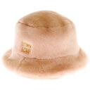 miumiu(ミュウミュウ) サイズ:M 22AW バケットハット ピンク ファー ムートン ゴールド金具 帽子 #M 5HC196【中古】【程度A】【カラーピ...