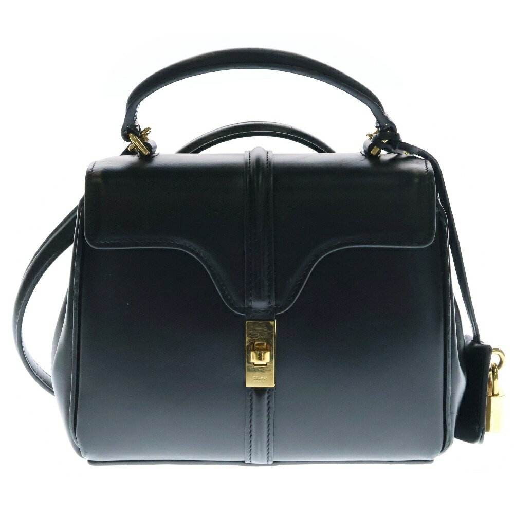 CELINE(セリーヌ) セーズ16 ミニ ショルダーバッグ 斜め掛けバッグ ブラック カーフレザー GD金具【中古】【程度B】【カラーブラック】【取扱店舗OneStyleプロペラ通り店】