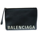 BALENCIAGA(バレンシアガ) ロゴ クラッチバッグ セカンドバッグ ブラック レザー【中古】【程度B】【カラーブラック】【オンライン限定商品】