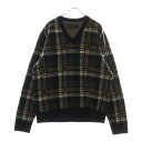 CHROME HEARTS(クロムハーツ) サイズ:L BIG CITY V NECK チェック柄カシミヤブレンドVネックニットセーター グリーン/ブラック【中...