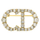 Christian Dior(クリスチャンディオール) Clair D Lune CDロゴ ラインストーン ブローチ ゴールド GP【中古】【程度A】【カラーゴールド】【取扱店舗BRING心斎橋店】