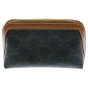 CELINE(セリーヌ) トリオンフ コスメティック ラウンドジップ ポーチ ブラウン 4G1622CZJ.04LU レディース【中古】【程度B】【カラーブラウ...