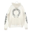 CHROME HEARTS(クロムハーツ) サイズ:XXL WTSHRT HD ZIP バックホースシュー 袖フローラルプリント ジップアップパーカー フーディー ホワイト【中古】【程度B】【カラーホワイト】【取扱店舗渋谷】