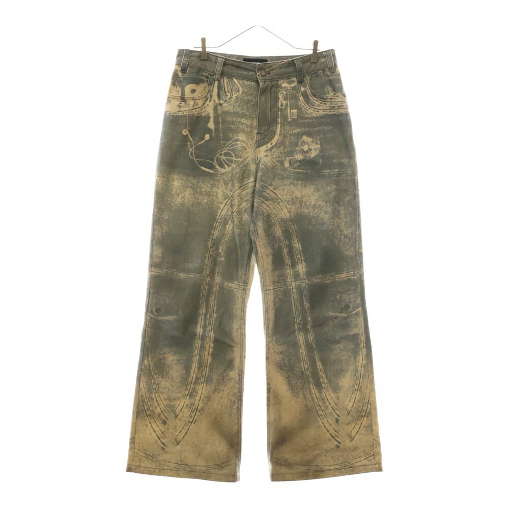 NO/FAITH STUDIOS(Ρեȥǥ) :M PRINTED DENIM BEI USED LOOK PRIN...