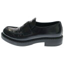 PRADA(プラダ) サイズ:9 トライアングルロゴプレート チョコレート ブラッシュドレザー ローファー ブラック 2DE127【中古】【程度B】【カラーブラック】【取扱店舗渋谷】