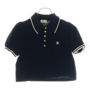 CELINE(セリーヌ) サイズ:S 23SS Cropped Triomphe Polo Shirt トリオンフ クロップドポロシャツ 黒 コットン【中古】【...