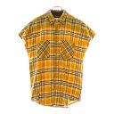 FEAR OF GOD(フィアオブゴッド) サイズ:S FOURTH COLLECTION チェック柄 サイドジップ ノースリーブシャツ イエロー【中古】【程度B】【カラーイエロー】【取扱店舗BRING THRIFT CLOSET 幕張店】