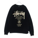 STUSSY(ステューシー) サイズ:M WORLD TOUR CREW ワールドツアー クルーネック スウェットトレーナー ブラック【中古】【程度B】【カラー...