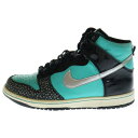 NIKE(ナイキ) サイズ:24.0cm 【観賞用 2010年製】DUNK HIGH GS Black Retro Silver ダンクハイ ティファニーブルー US6Y/24cm 308319-401 レディース【中古】【程度B】【カラーブルー】【オンライン限定商品】