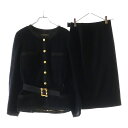 CHANEL(シャネル) サイズ:36 ジャガード セットアップ ジャケット スカート セットアップ ココボタン 黒 レディース【中古】【程度A】【カラーブラッ...