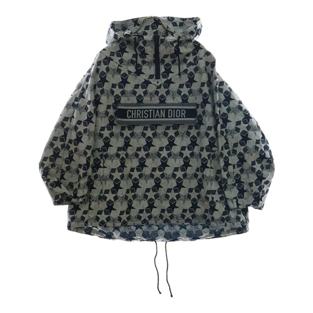 Christian Dior(クリスチャンディオール) サイズ:XS スター アノラックパーカー 総柄ナイロンジャケット レディース 217C10A2977 ホワイト/ネイビー【中古】【程度A】【カラーホワイト】【取扱店舗渋谷】
