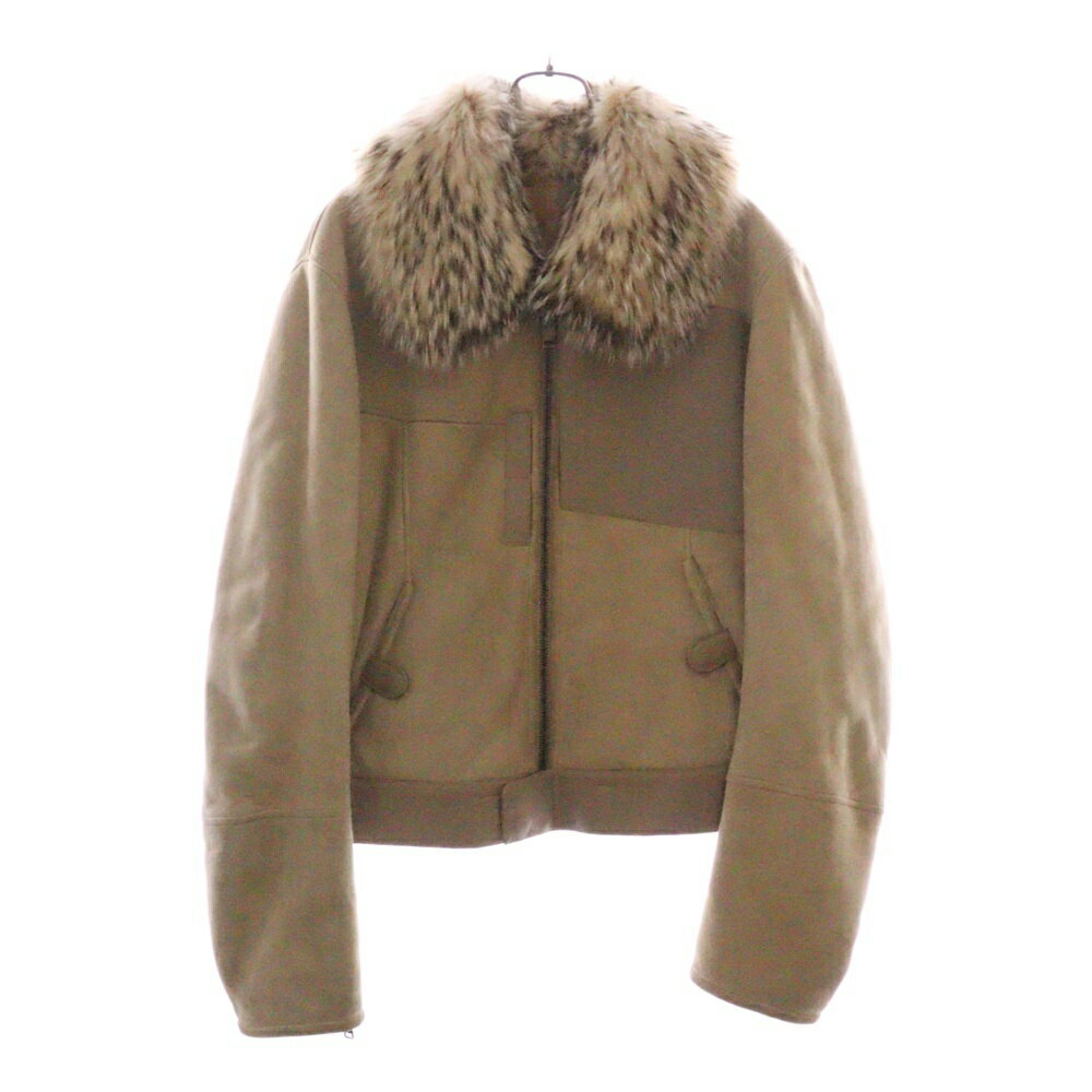 GUCCI(グッチ) サイズ:S トムフォード期 アナグマファー ボンバー レザー ムートン ジャケット ベージュ 116474 XS022【中古】【程度B】【カラーベージュ】【オンライン限定商品】