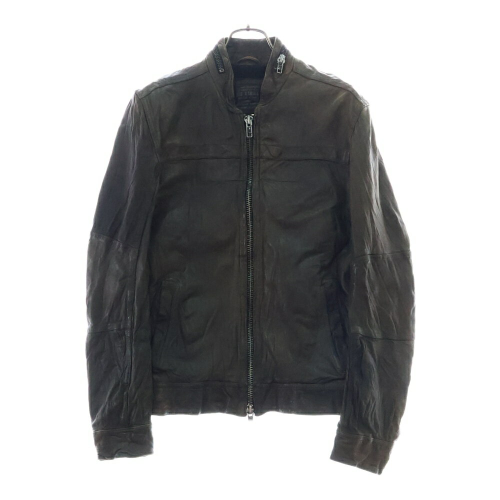 ALLSAINTS(オールセインツ) サイズ:XS CORE LEATHER JACKET コアレザー ヴィンテージ加工 シングルライダースジャケット ブラウン AS007852【中古】【程度B】【カラーブラウン】【オンライン限定商品】