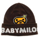 A BATHING APE(アベイシングエイプ) BABY MILO KNIT CAP ベイビーミロ ニットキャップ ビーニー帽子 ブラウン【中古】【程度B】【カラーブラウン】【取扱店舗BRING福岡天神店】