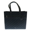 Christian Dior(クリスチャンディオール) オブリーク サファリ トートバッグ 黒 キャンバス×レザー ハンドバッグ【中古】【程度A】【カラーブラッ...
