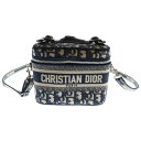 Christian Dior(クリスチャンディオール) オブリーク ヴァニティ 2WAYバッグ ポーチ ハンドバッグ ショルダーバッグ ベージュ×ネイビー シルバー金具 キャンバス【中古】【程度A】【カラーネイビー】【取扱店舗新宿】