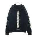 CHROME HEARTS(クロムハーツ) サイズ:L SWTSHRT PLVR TIRE TRACK HOODIE セメタリークロスプリント タイヤトラック プルオーバーパーカー ブラック【中古】【程度B】【カラーブラック】【取扱店舗BRING福岡天神店】