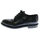 DOLCE & GABBANA(ドルチェアンドガッバーナ) サイズ:8.5 ローカット レザー ドレスシューズ DGプレート パンチング ブラック 10388【...