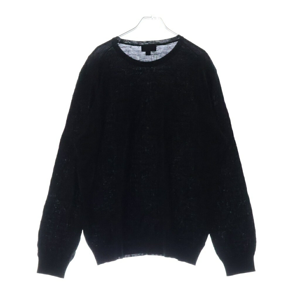 dunhill(ダンヒル) サイズ:XL イタリア製 幾何学模様 クルーネック シルク混 ウールニット セーター ブラック【中古】【程度B】【カラーブラック】【オンライン限定商品】