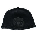 CHROME HEARTS(クロムハーツ) サイズ:OS BEANIE レザーパッチビーニー BSフレアパッチ付きニット帽子 ブラック【中古】【程度B】【カラーブラック】【取扱店舗BRING仙台店】