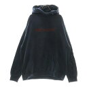 cvtvlist(カタリスト) サイズ:2 BACK IRON CROSS × SKULL SLEEVE POP UP限定ロゴプリントダメージ加工オーバーサイズフーディー パーカー ネイビー【中古】【程度A】【カラーネイビー】【取扱店舗BRING渋谷ANNEX店】
