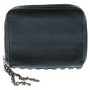 CHROME HEARTS(クロムハーツ) 3 SIDE ZIP 3サイドジップ サイドピラミッドスタッズ レザーウォレット財布 ブラック/シルバー 国内インボ...