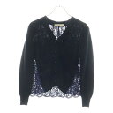 sacai luck(サカイ ラック) サイズ:2 14SS バックレースデザイン 切り替 ニットカーディガン 14SSLU733 ブラック レディース【中古】【程度A】【カラーレッド】【取扱店舗BRING THRIFT CLOSET 幕張店】