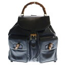 GUCCI(グッチ) サイズ:- バンブー バックパック ミニリュックサック ブラック ゴールド金具 レザー 003.2058.0016【中古】【程度B】【カラ...