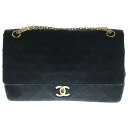 CHANEL(シャネル) サイズ:- マトラッセ ココマーク Wフラップ Wチェーン ショルダーバッグ コットンジャージ チェーンバッグ ブラック ゴールド金具...