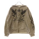 BALENCIAGA(バレンシアガ) サイズ:M 25SS REGULAR ZIP-UP HOODIE レギュラー ダメージ加工 ラインストーン ジップアップパーカー グレー 803264 TRVR6【中古】【程度A】【カラーグレー】【取扱店舗BRING渋谷ANNEX店】