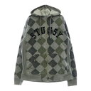 STUSSY(ステューシー) サイズ:XL フロントロゴ アーガイル ジップアップフーディー パーカー グレー【中古】【程度B】【カラーグレー】【取扱店舗BRI...