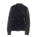 CHROME HEARTS(クロムハーツ) サイズ:S LETTERMAN レターマン CHマルチレザーパッチレザースリーブブルゾン ジャケット ブラック/シル...